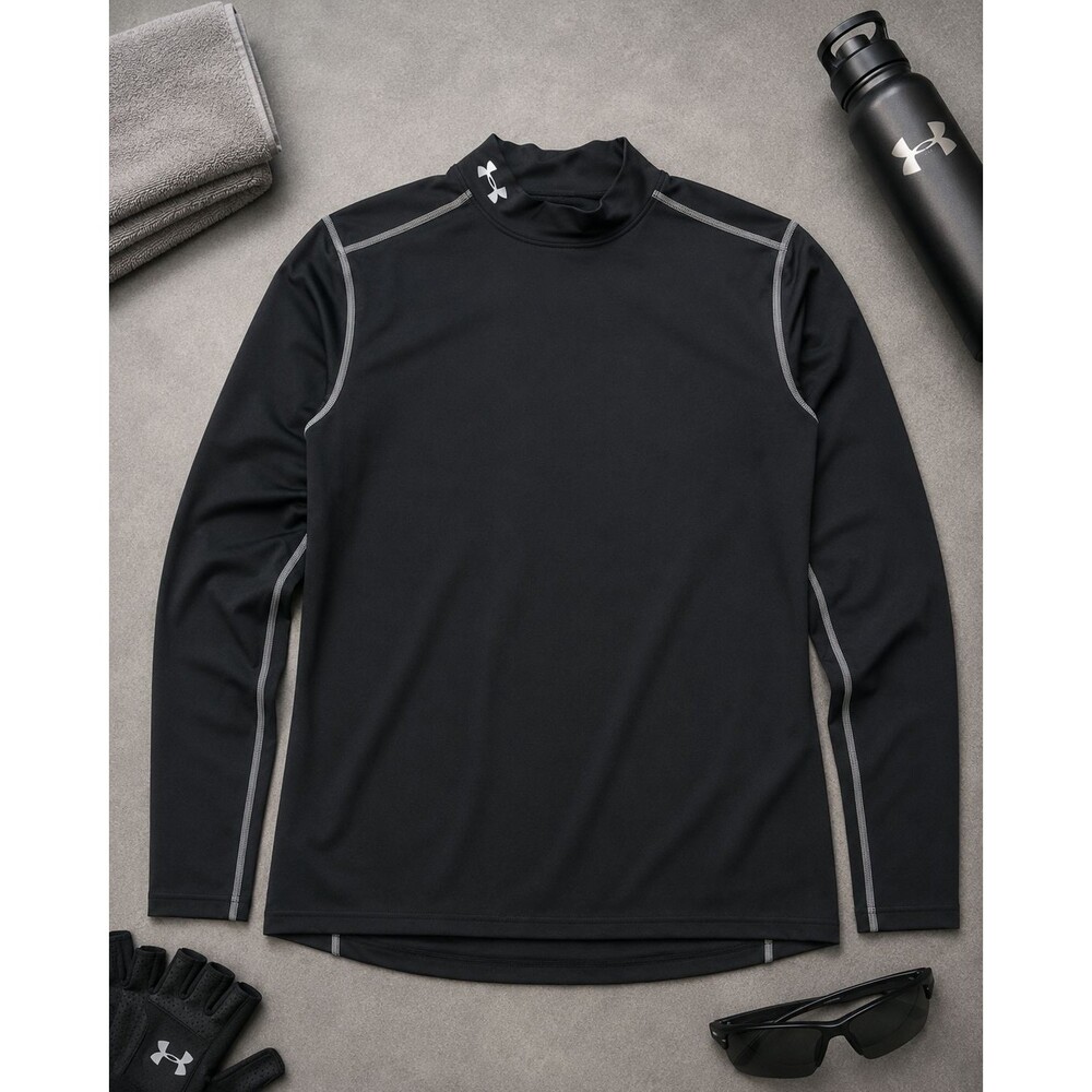 Under Armour ColdGear Large Black Fitted Mock Neck Long Sleeve Base Layer